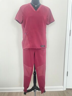 Figs Women's Mickey Mouse Burgundy Scrub Set